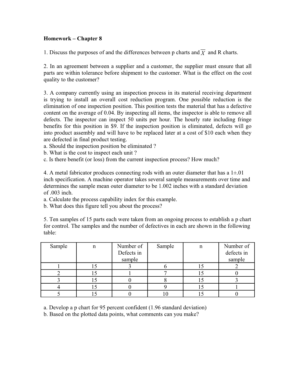 Homework Chapter 8