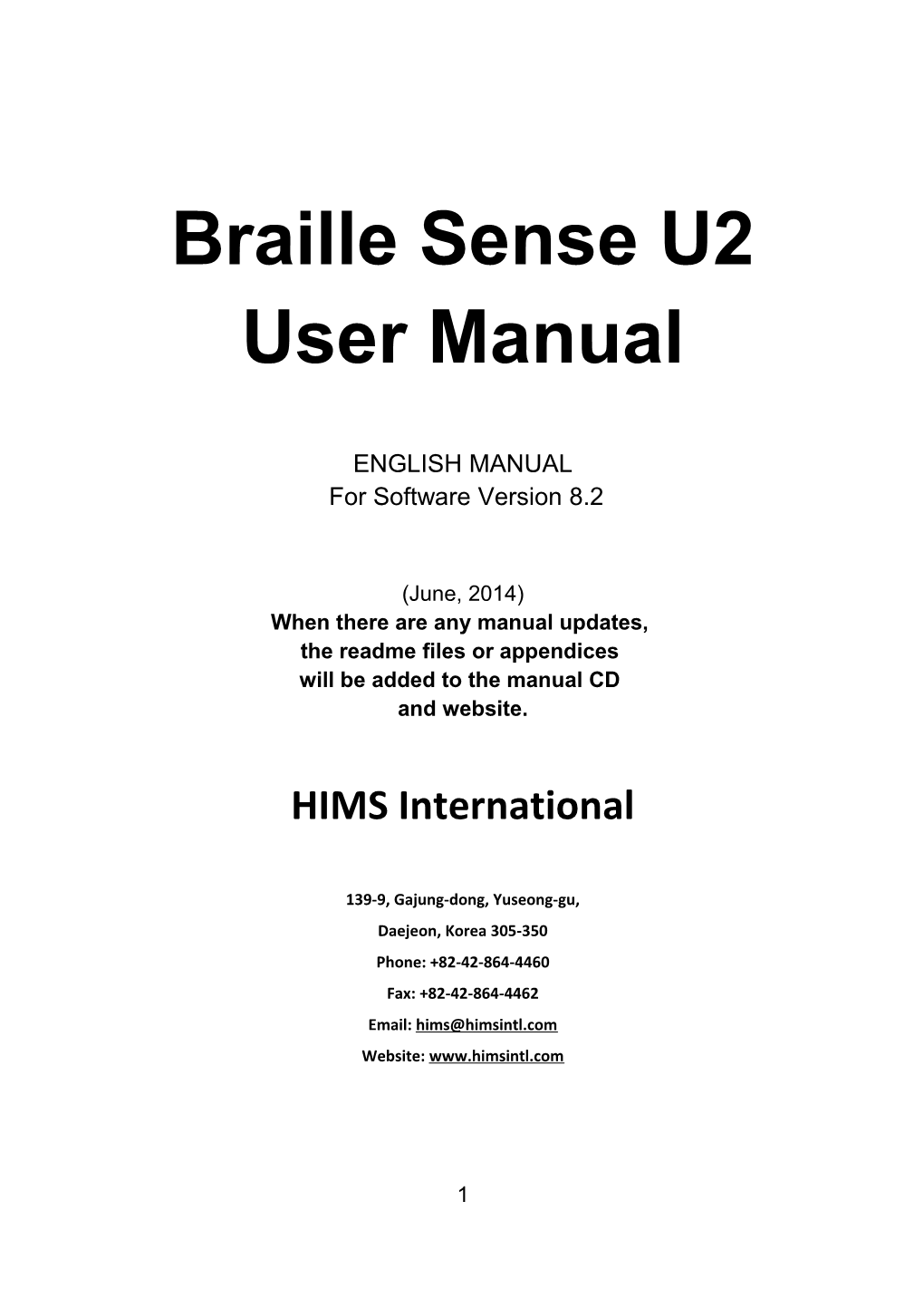 ENGLISH MANUAL for Software Version 8.2