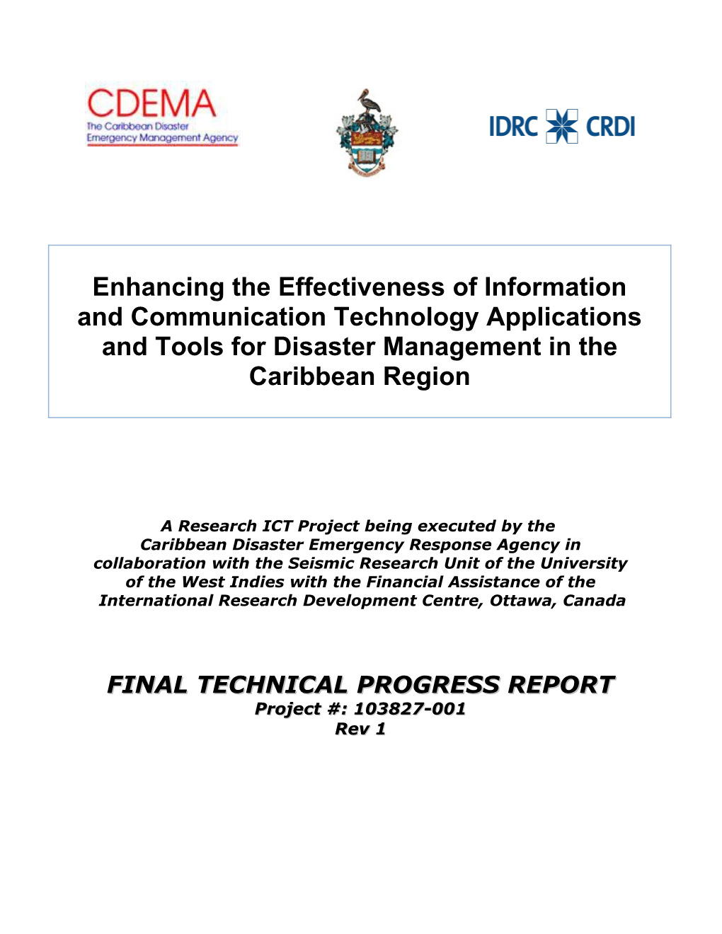 1St IDRC Progress Report