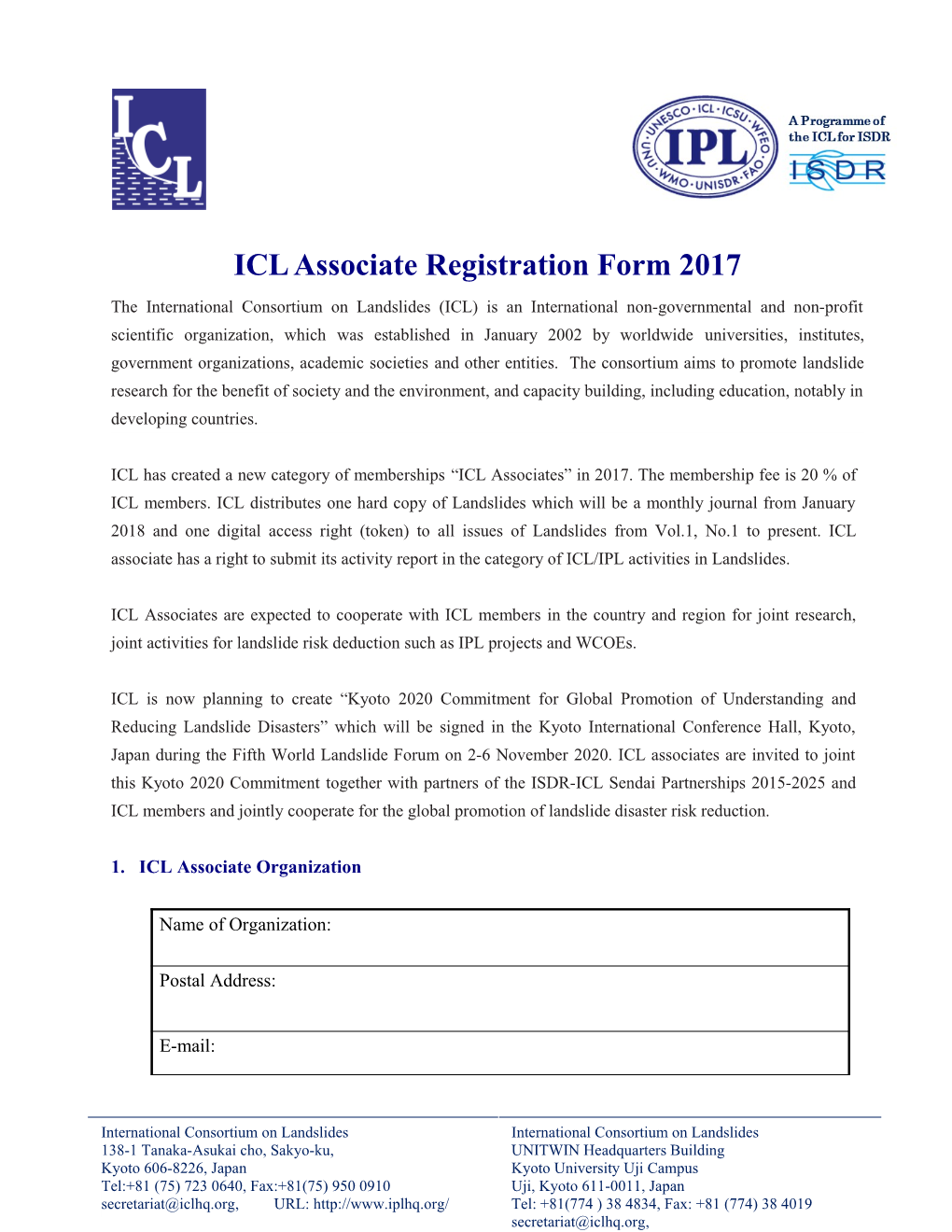ICL Associate Registration Form 2017