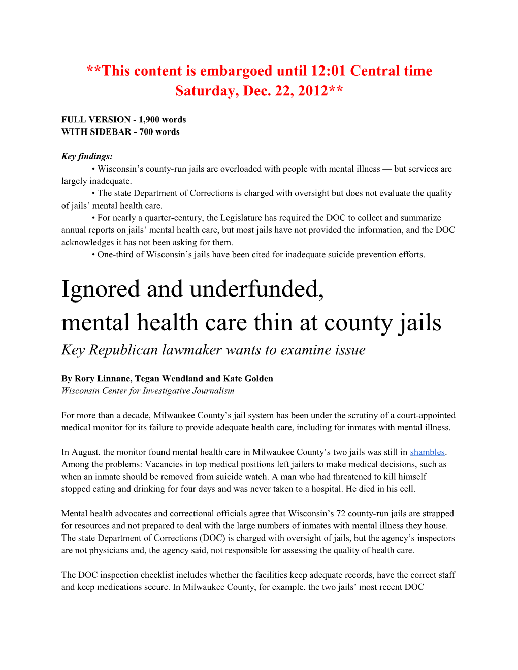 DRAFT 4: Mental Health in County Jails