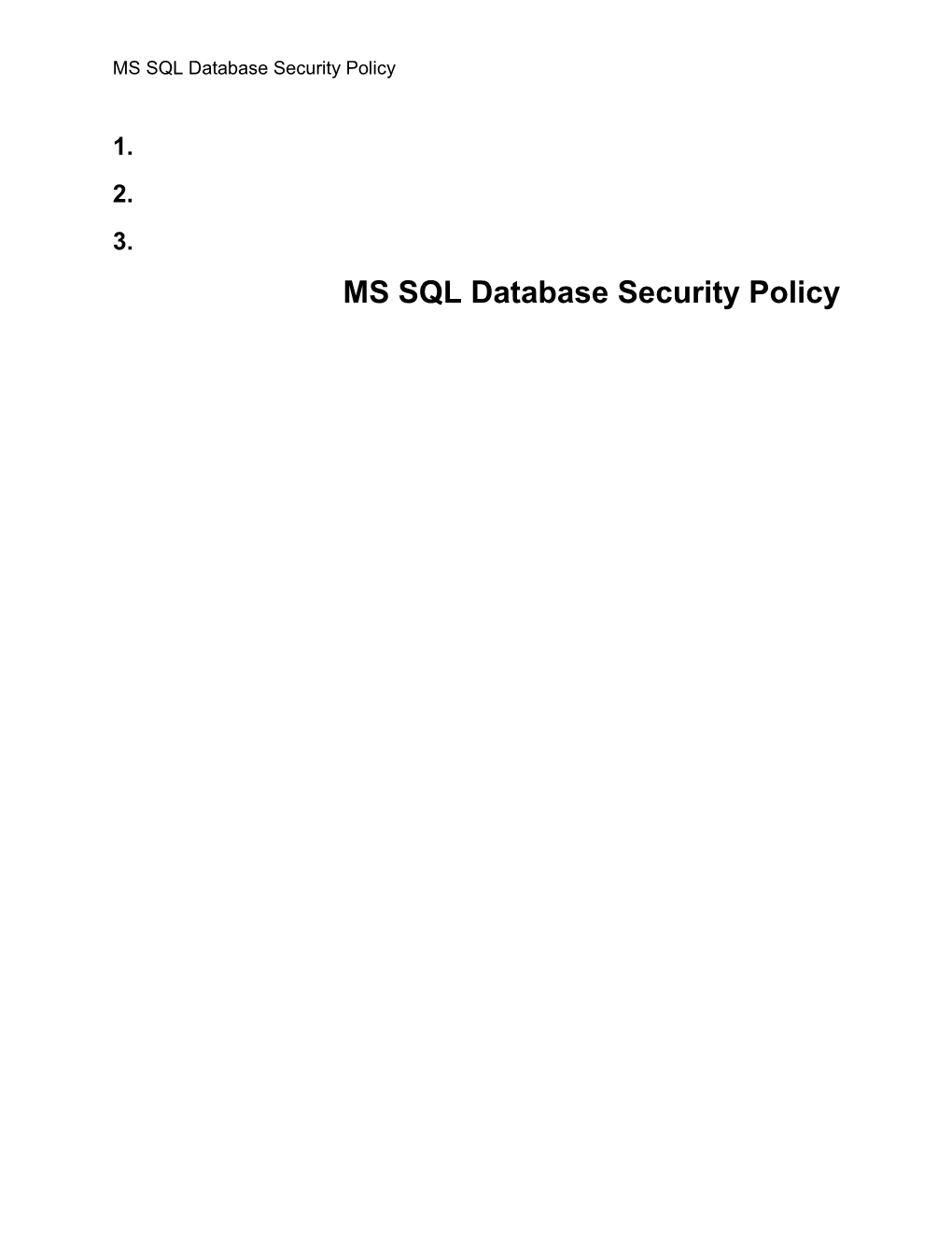 SQL Database Security Standard