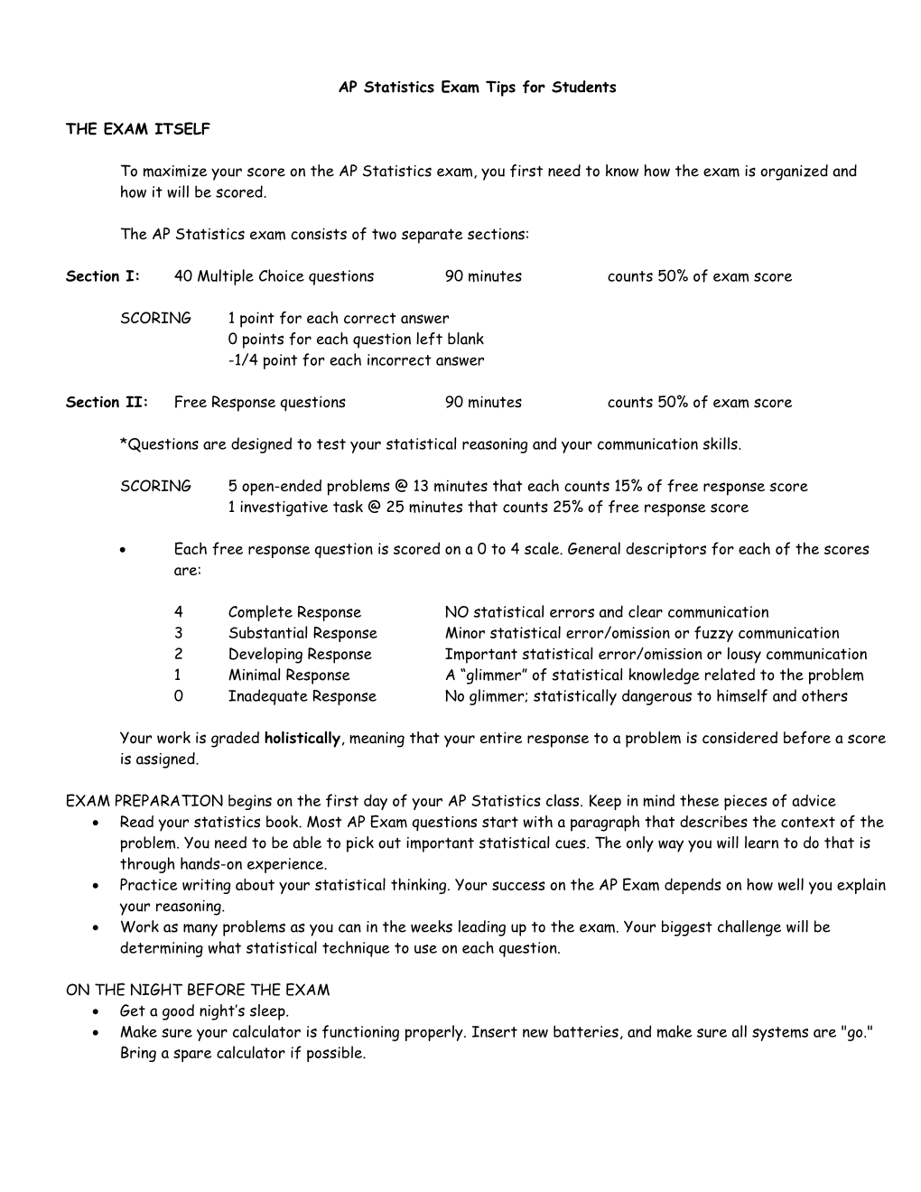 AP Statistics Exam Tips for Students