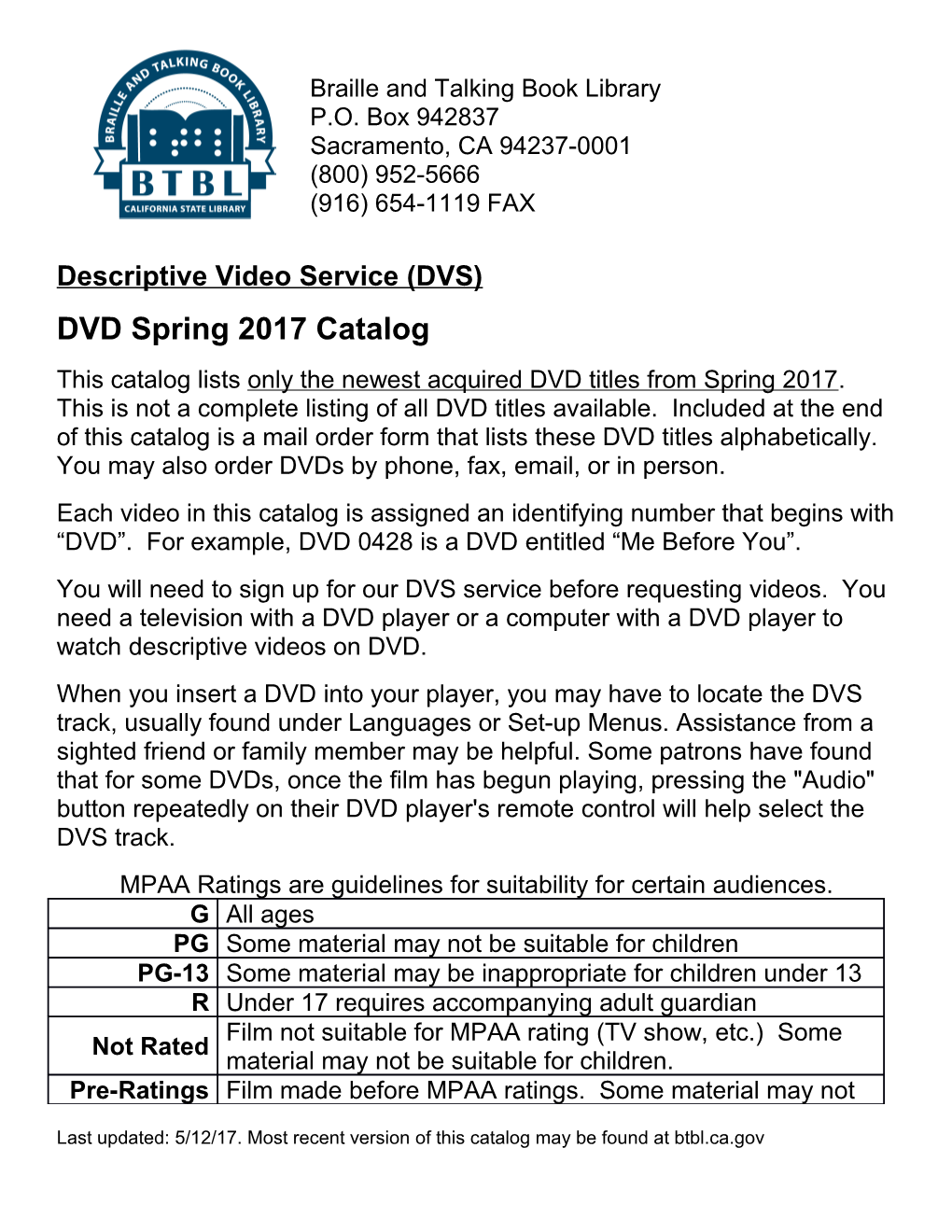 DVD Spring 2017 Catalog