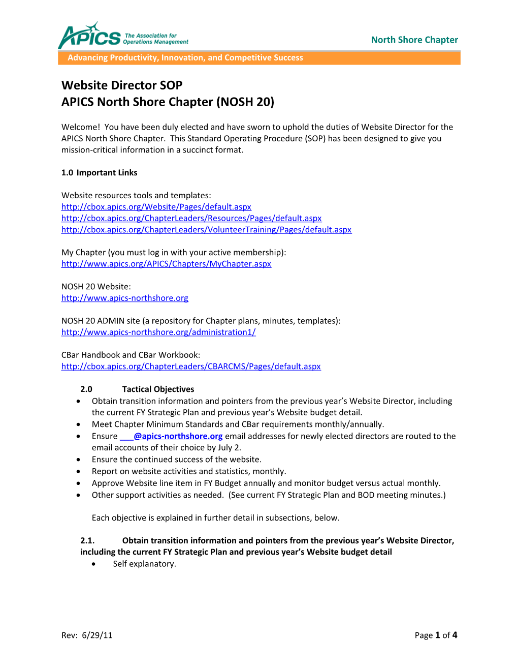 APICS North Shore Chapter (NOSH 20)