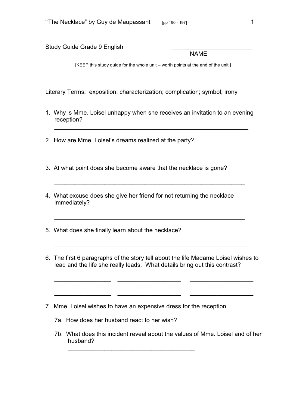 Study Guide Grade 9 English