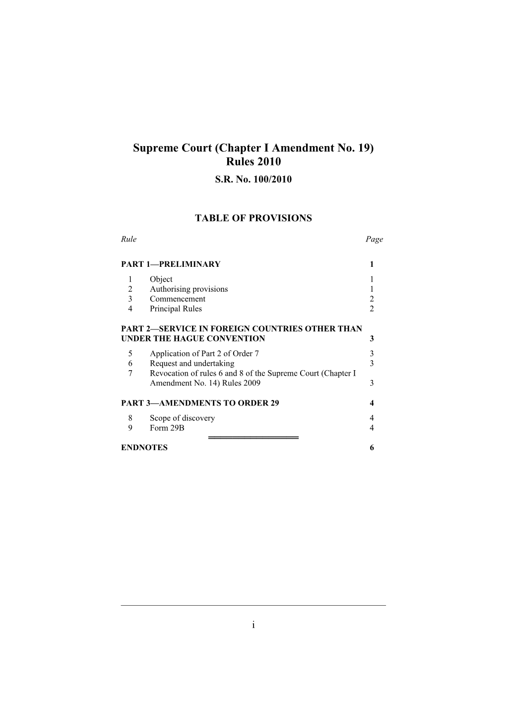 Supreme Court (Chapter I Amendment No. 19) Rules 2010