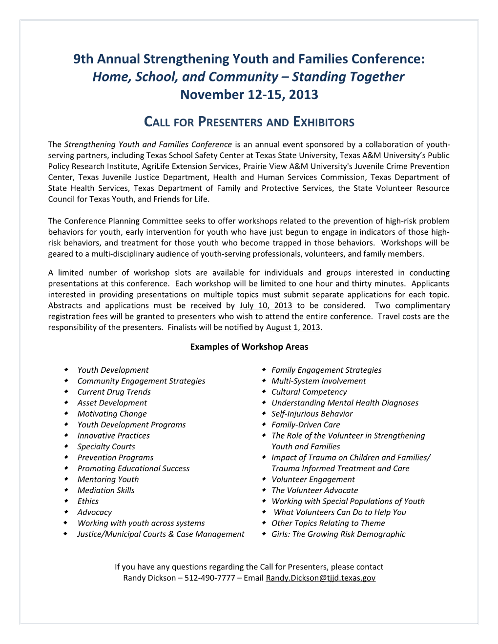 9Th Annual Strengthening Youth and Families Conference