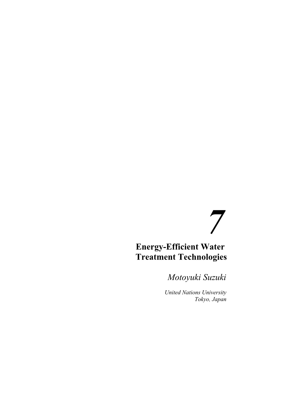 Energy-Efficient Water Treatment Technologies 73