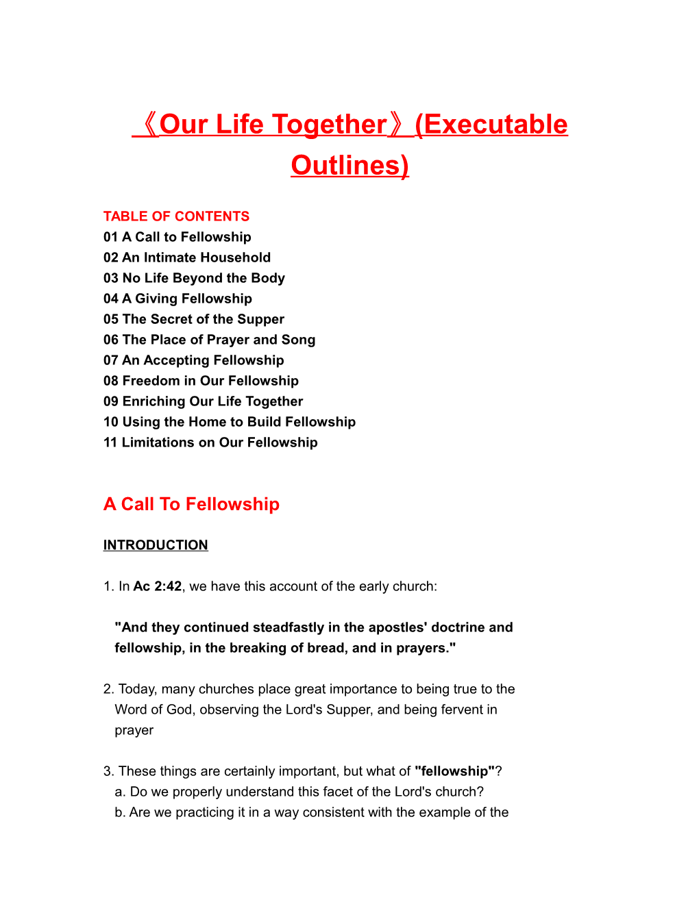 Our Life Together (Executable Outlines)