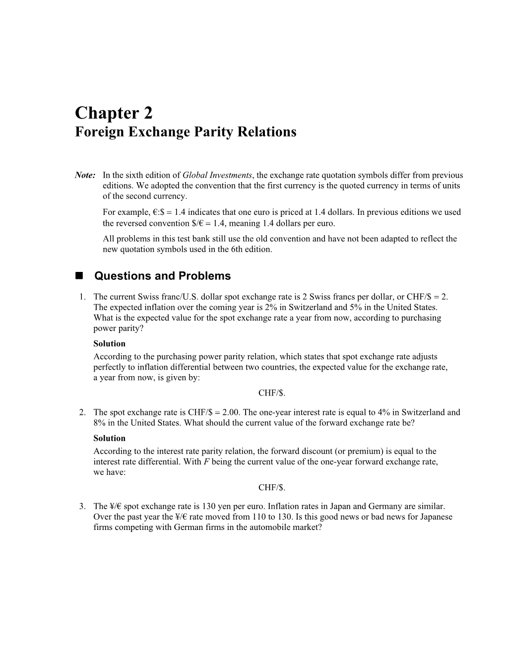 Chapter 2 Foreign Exchange Parity Relations 18