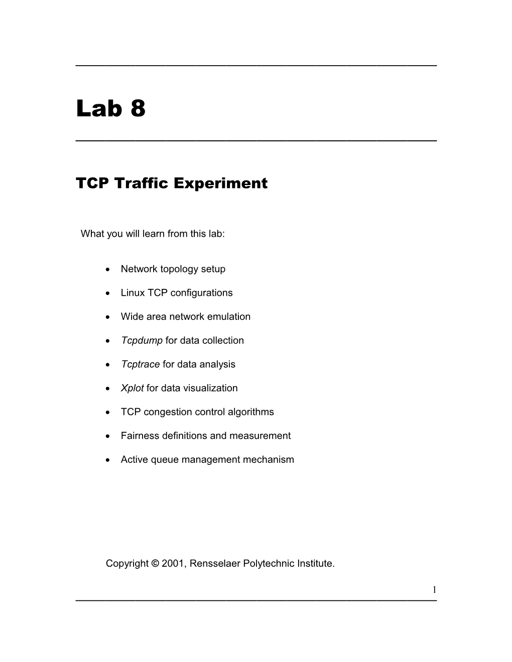 TCP Traffic Experiment
