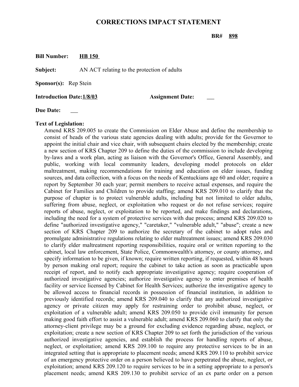 Corretions Impact Statement s5