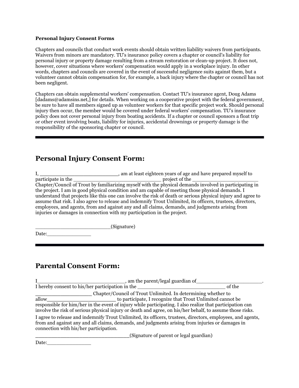 Personal Injury Consent Forms