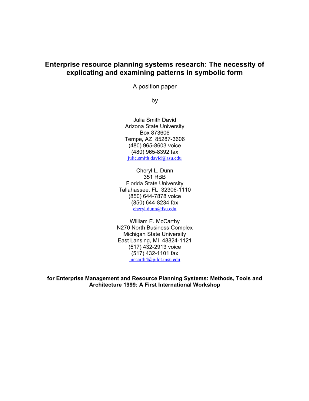 Figures for ERP Position Paper