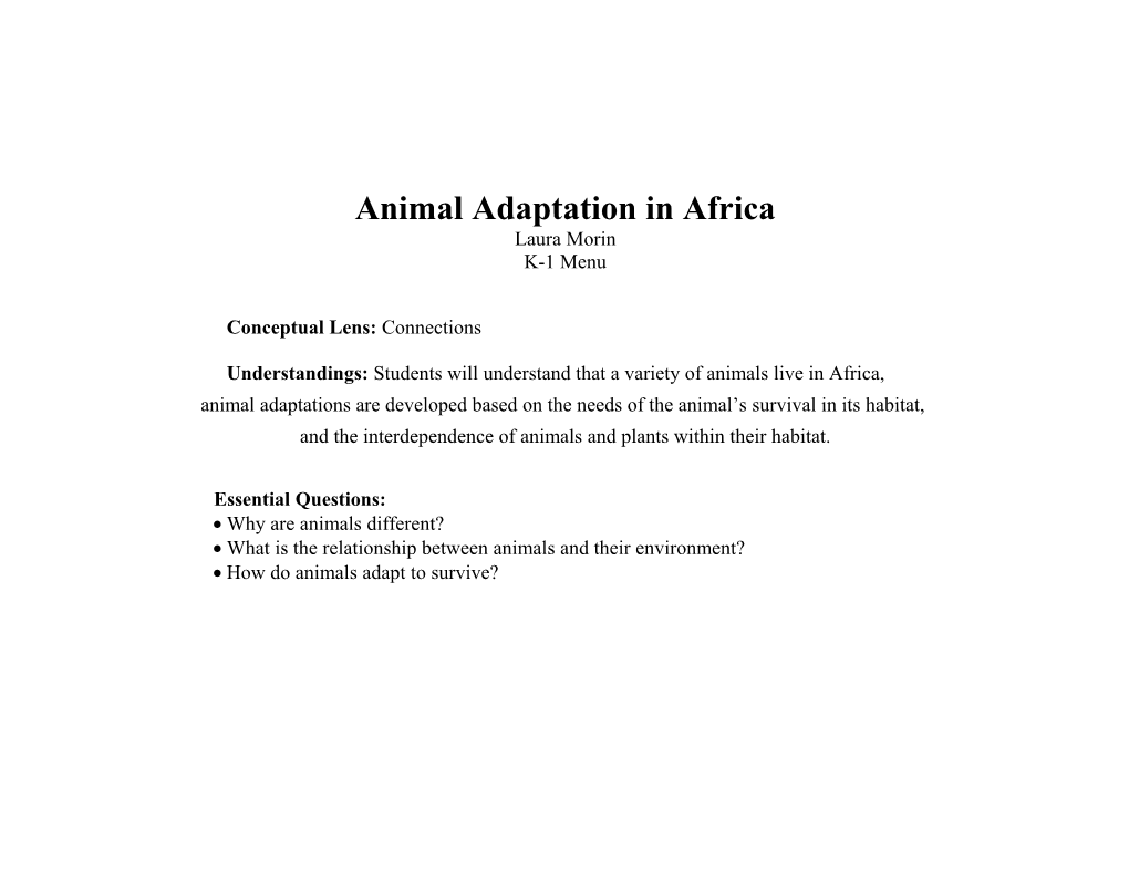 Africa: Animal Adaptations