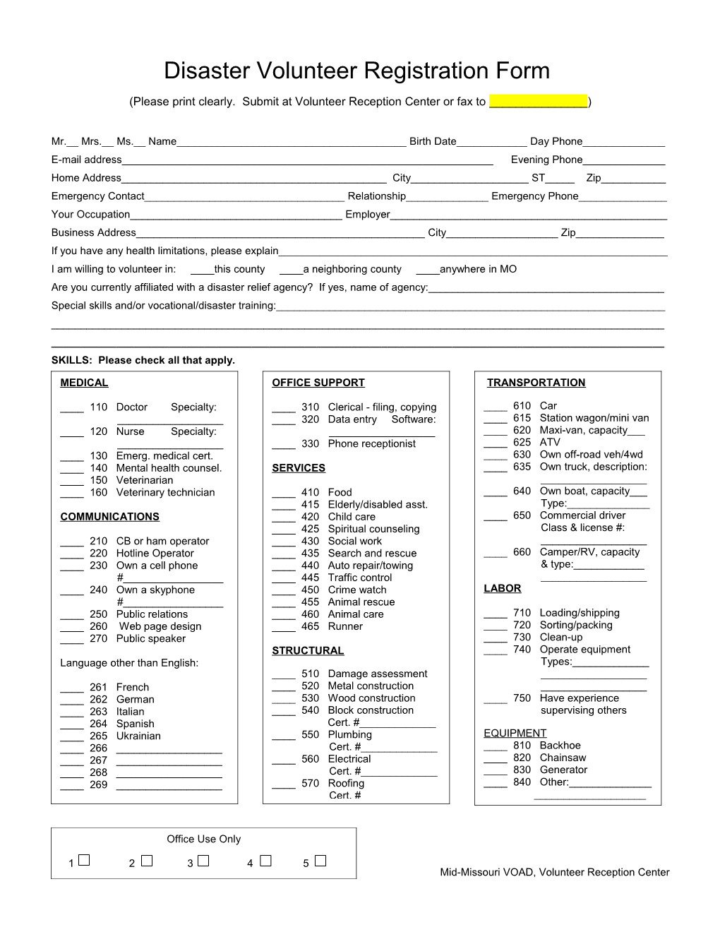 Disaster Volunteer Registration Form s1