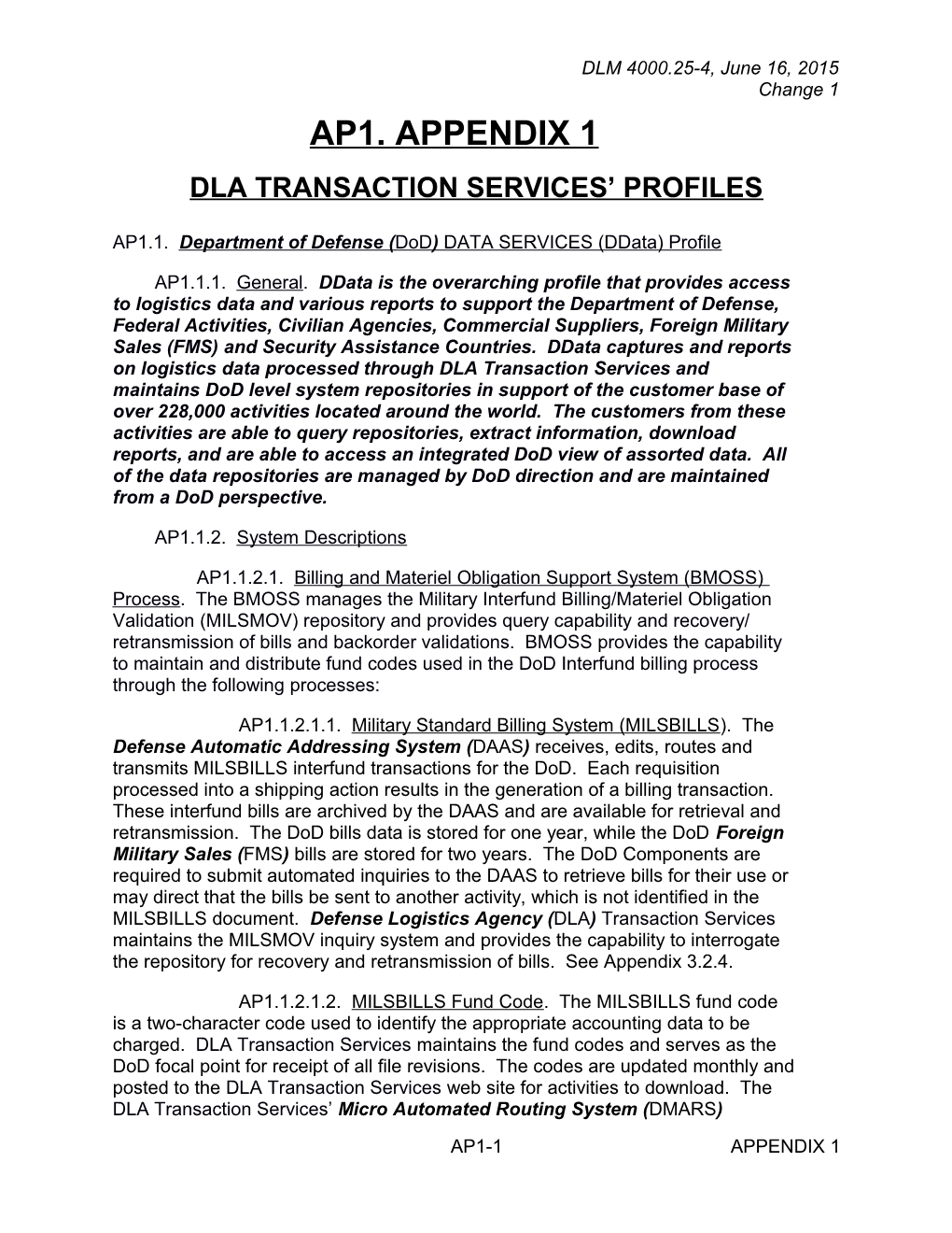 Appendix 1 - DLA Transaction Services Profiles