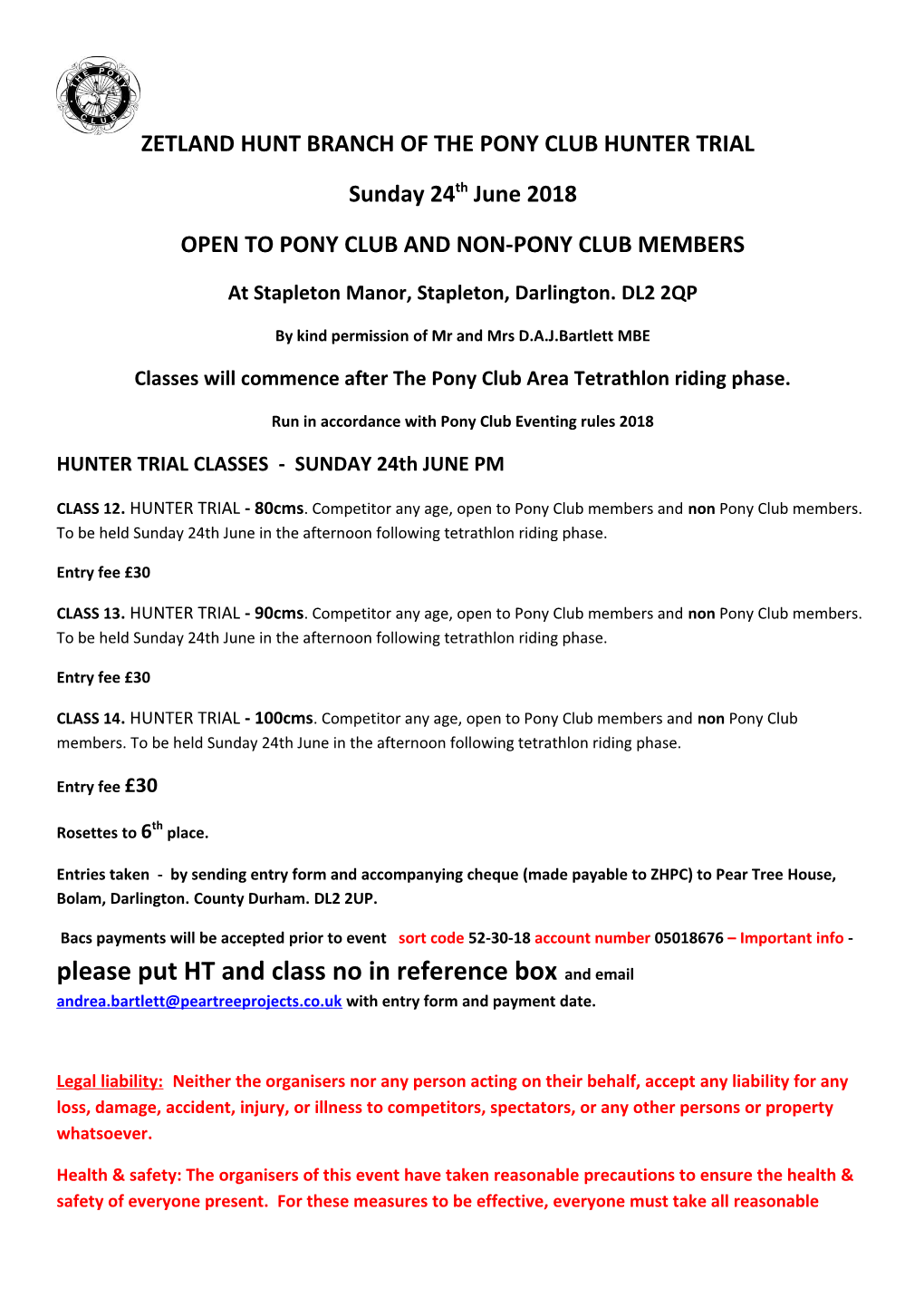 Open to Pony Club and Non-Pony Club Members