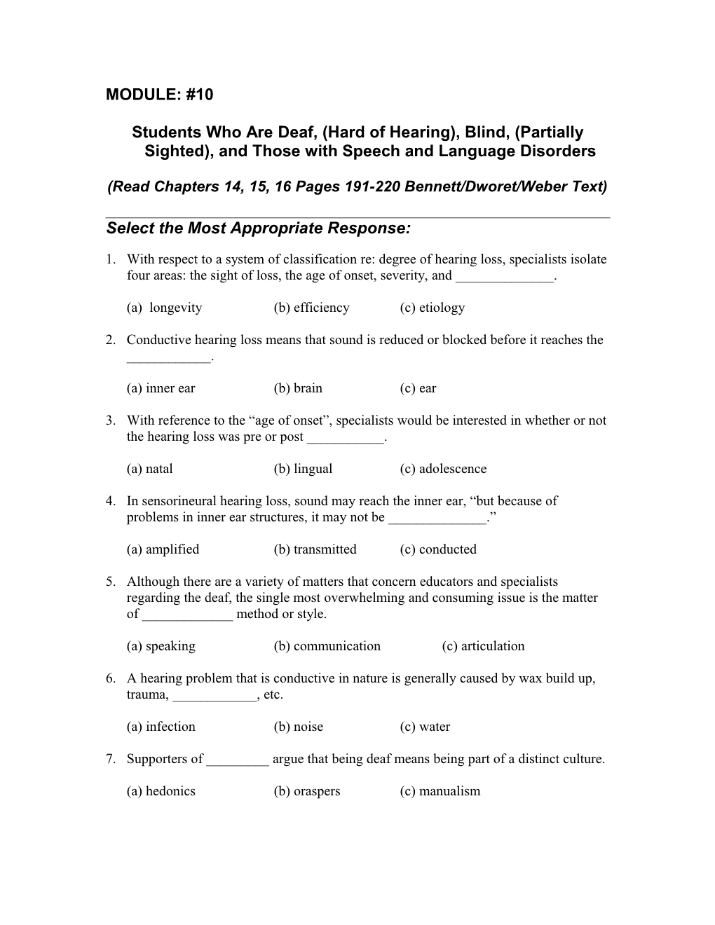 MODULE 13: (Read Pages 155-182)