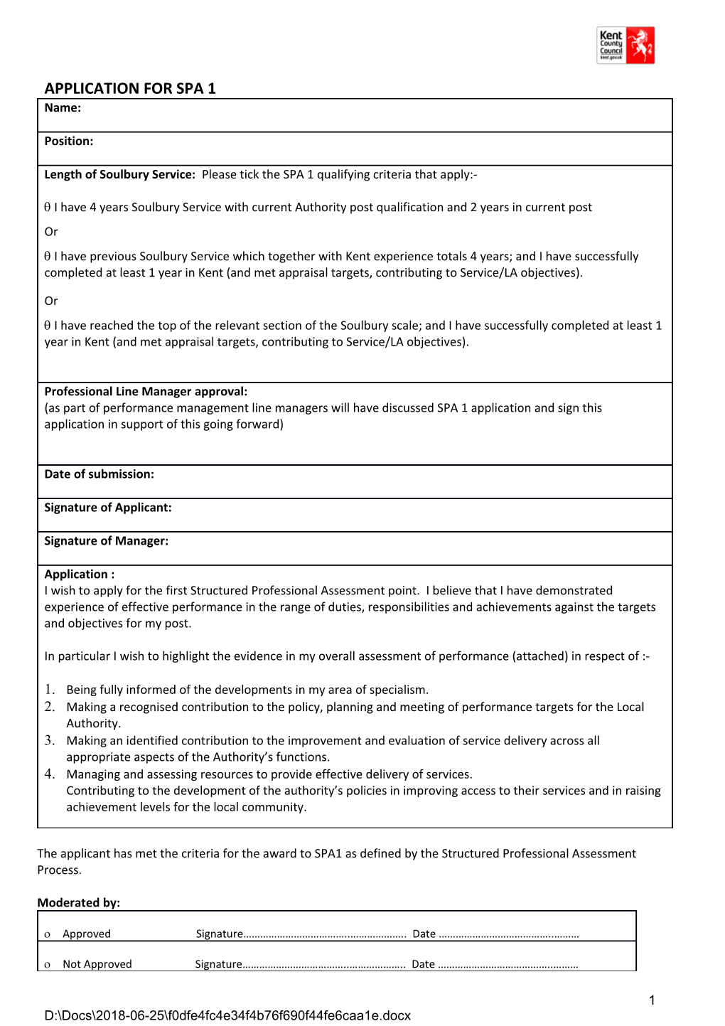 Application for Spa 1