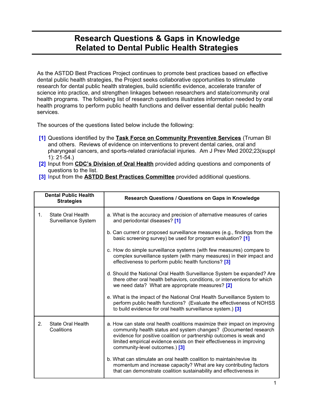 Research Questions & Gaps in Knowledge for Best Practice Approaches