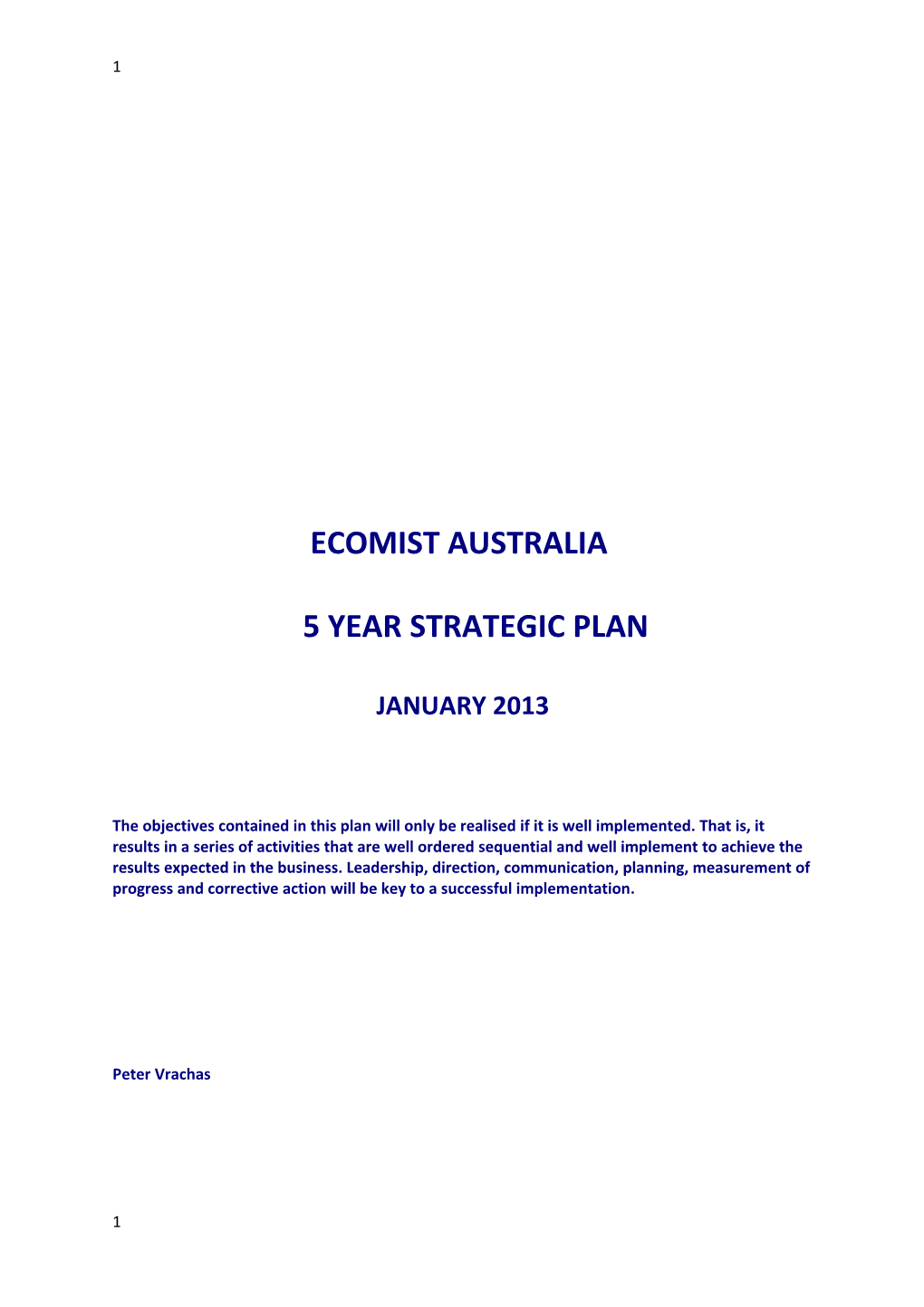 Ecomist Australia 5 Year Strategic Plan