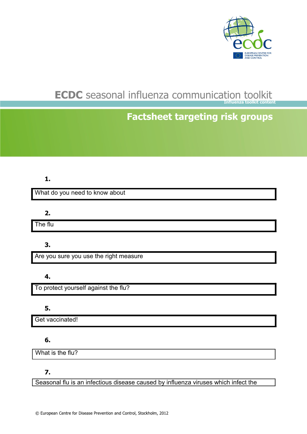 Influenza Toolkit Content