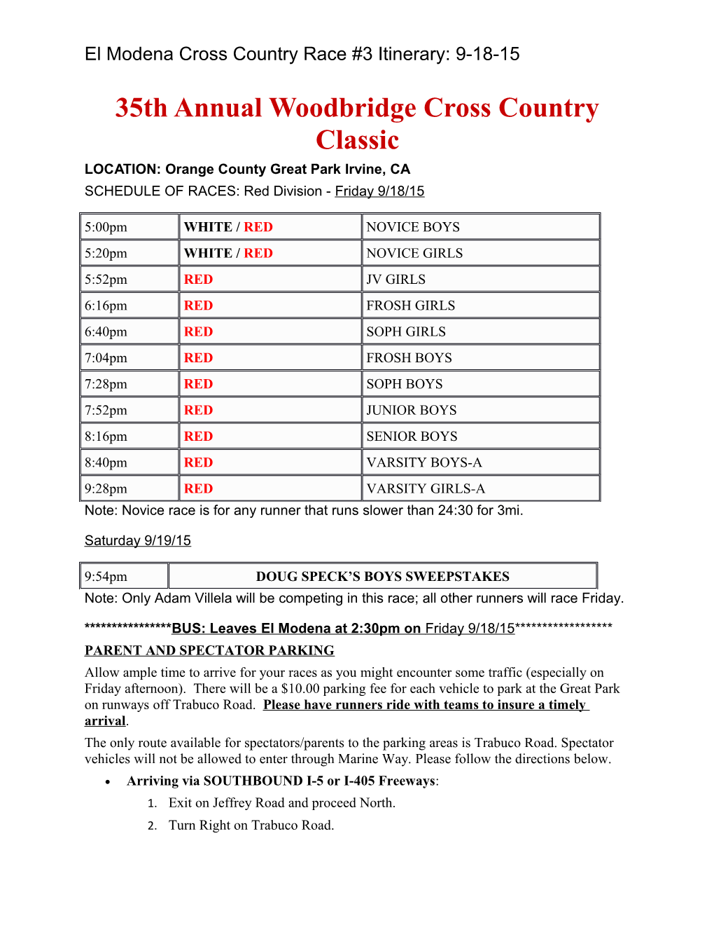 35Th Annual Woodbridge Cross Country Classic