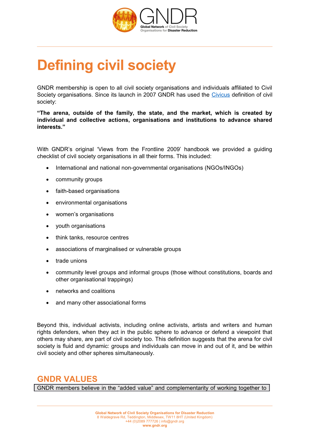 Defining Civil Society