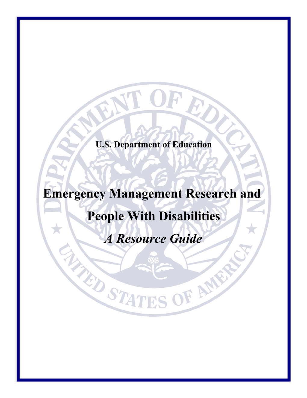 Emergency Management Research and People with Disabilities: a Resource Guide (MS Word)