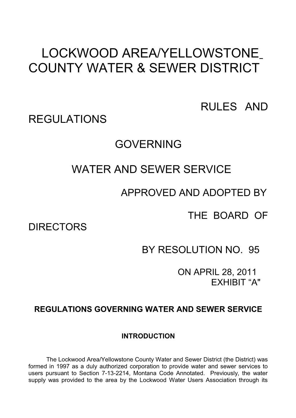 Lockwood Area/Yellowstone County Water & Sewer District