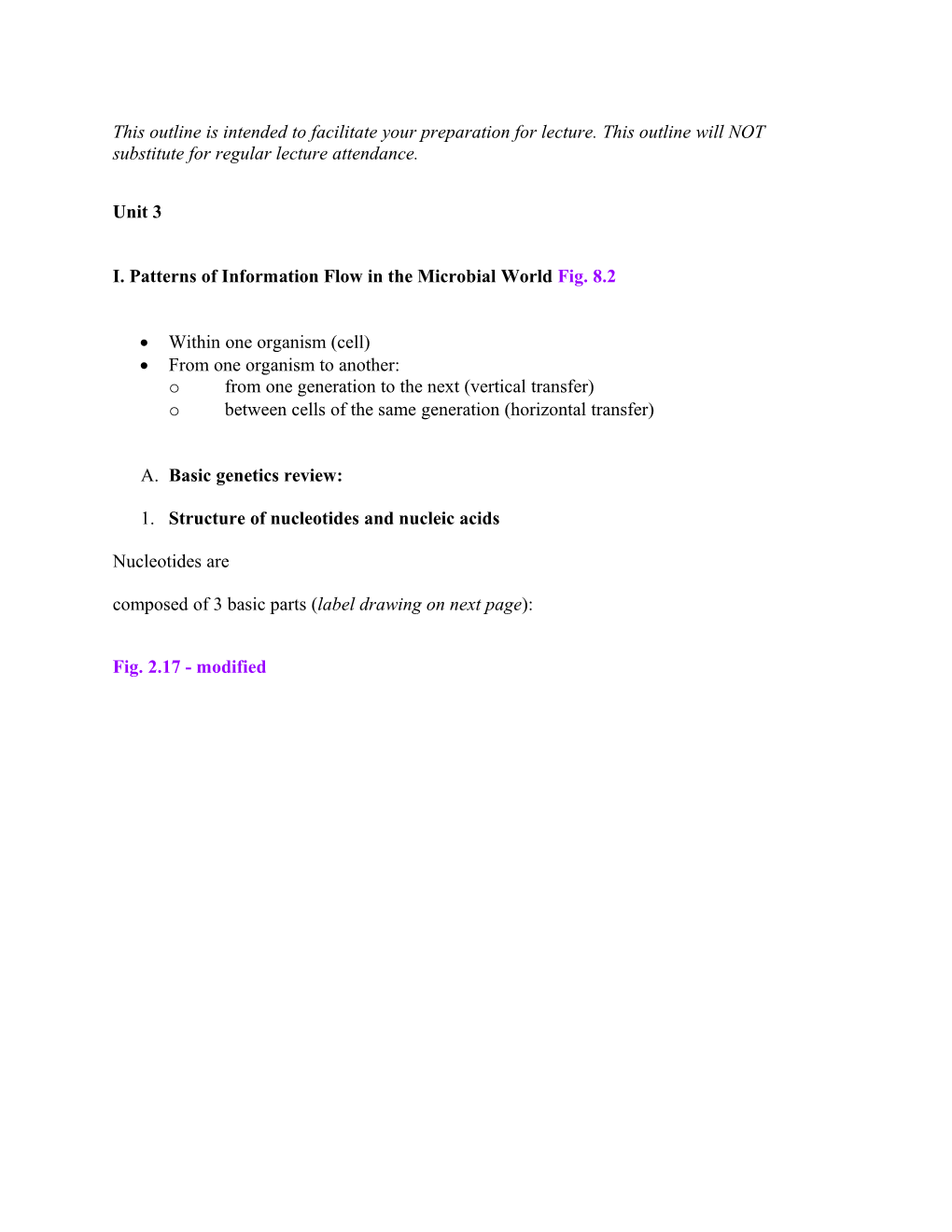 BIO 208 - Microbiology - Unit 3 - Microbial Genetics