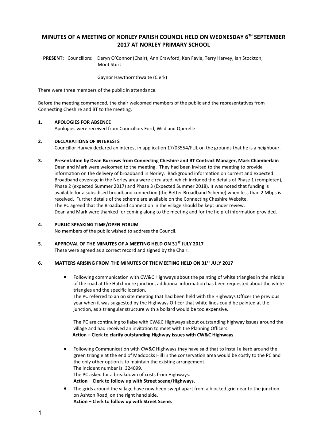Draft Minutes of a Meeting Held on Wednesday 16Th October 2013 at 8 s1