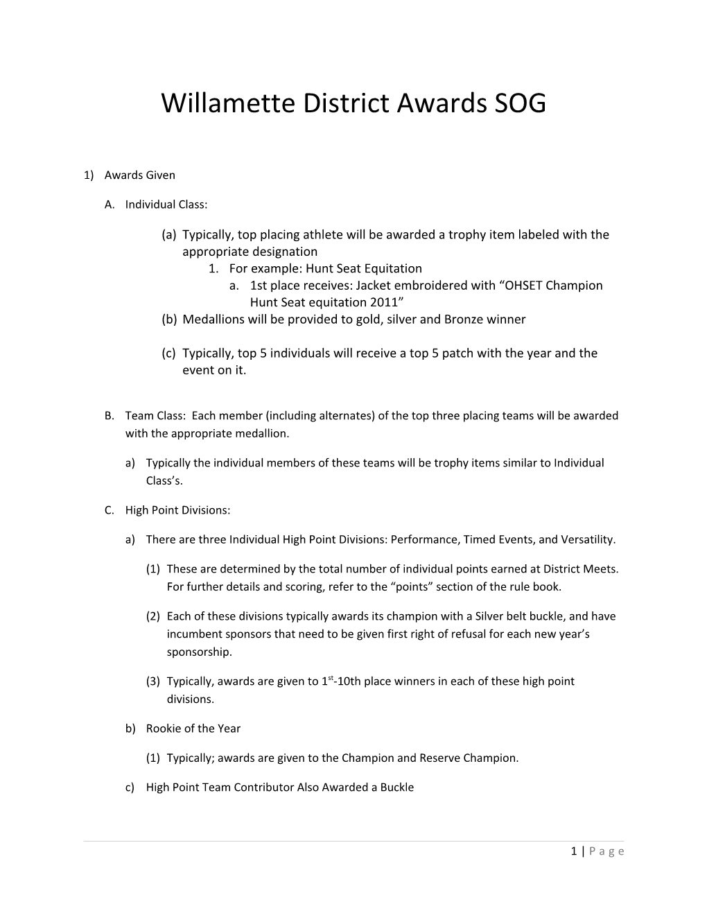 Willamette District Awards SOG