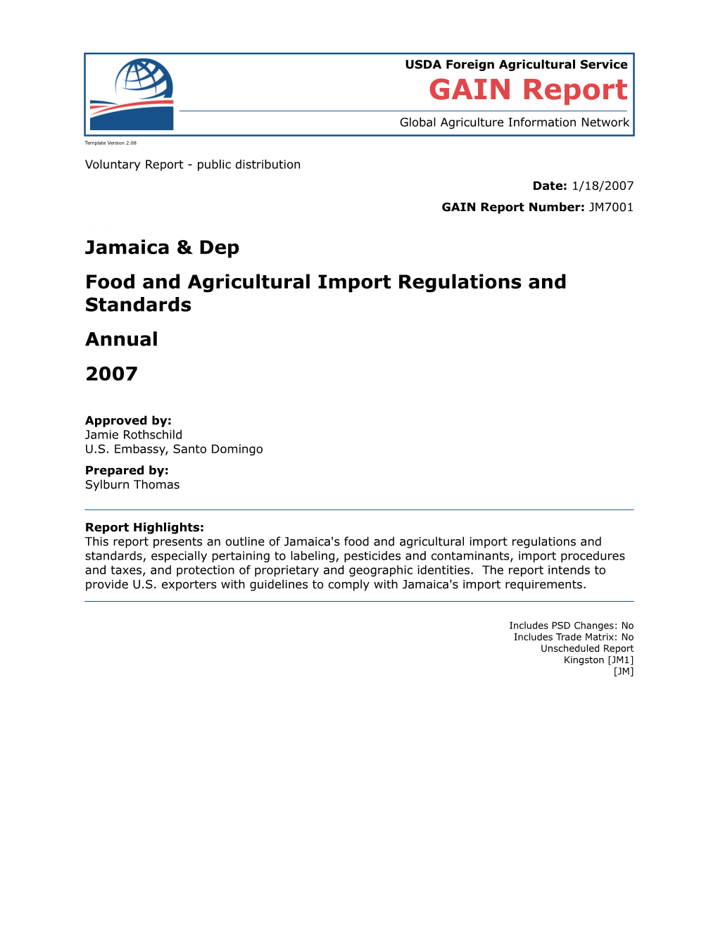 Food and Agricultural Import Regulations and Standards s2