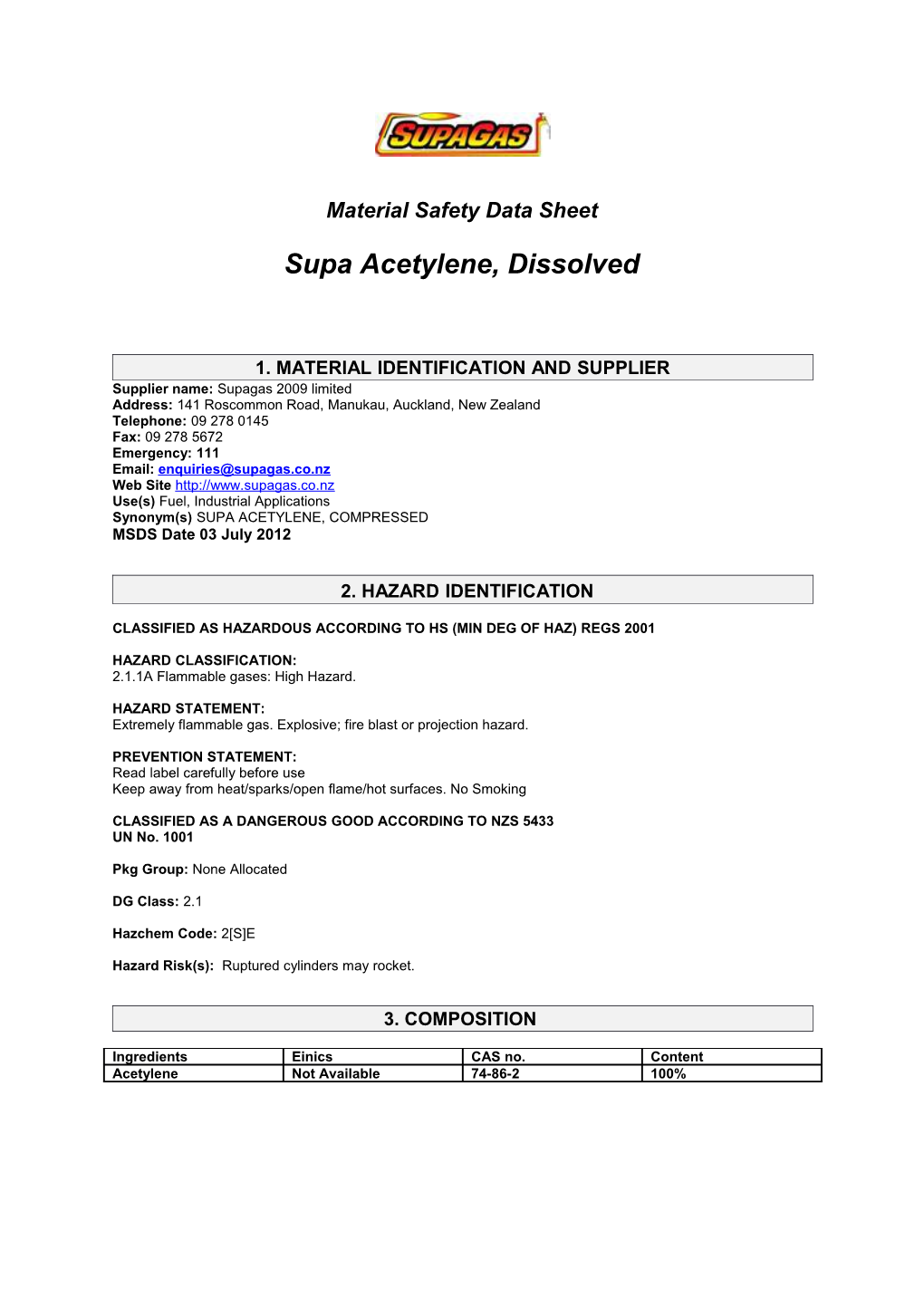 Material Safety Data Sheet s107