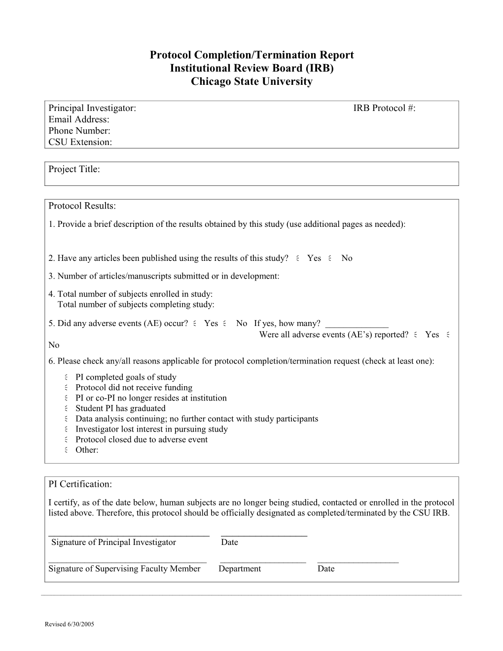 Initial Review Application