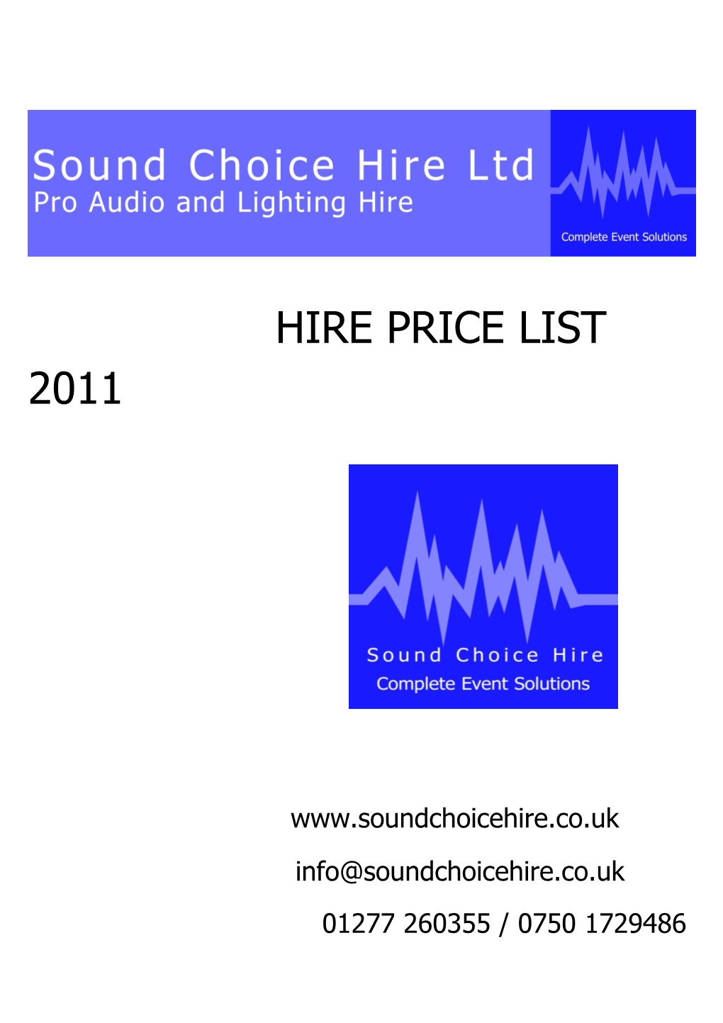 Hire Price List 2011