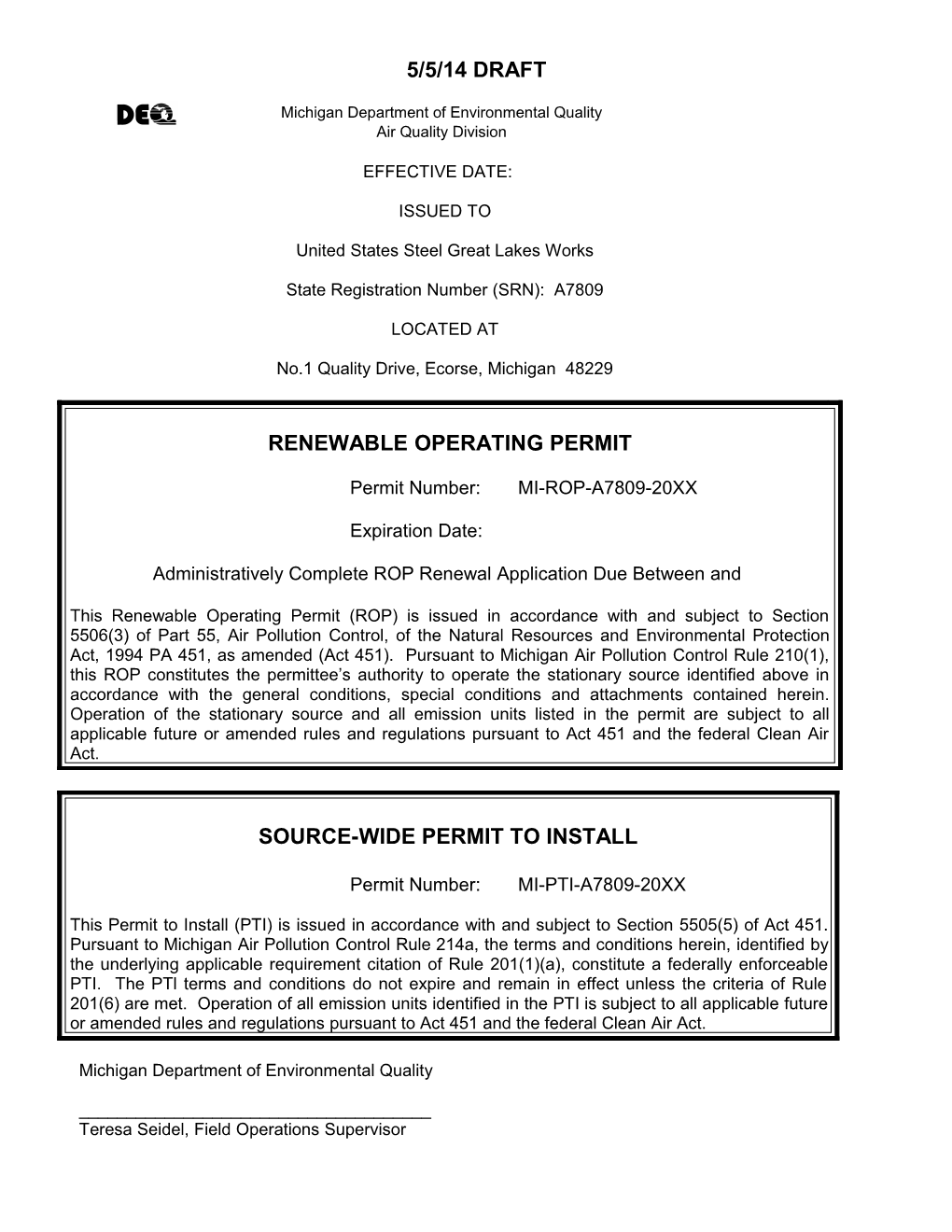 Michigan Department of Environmental Quality s1