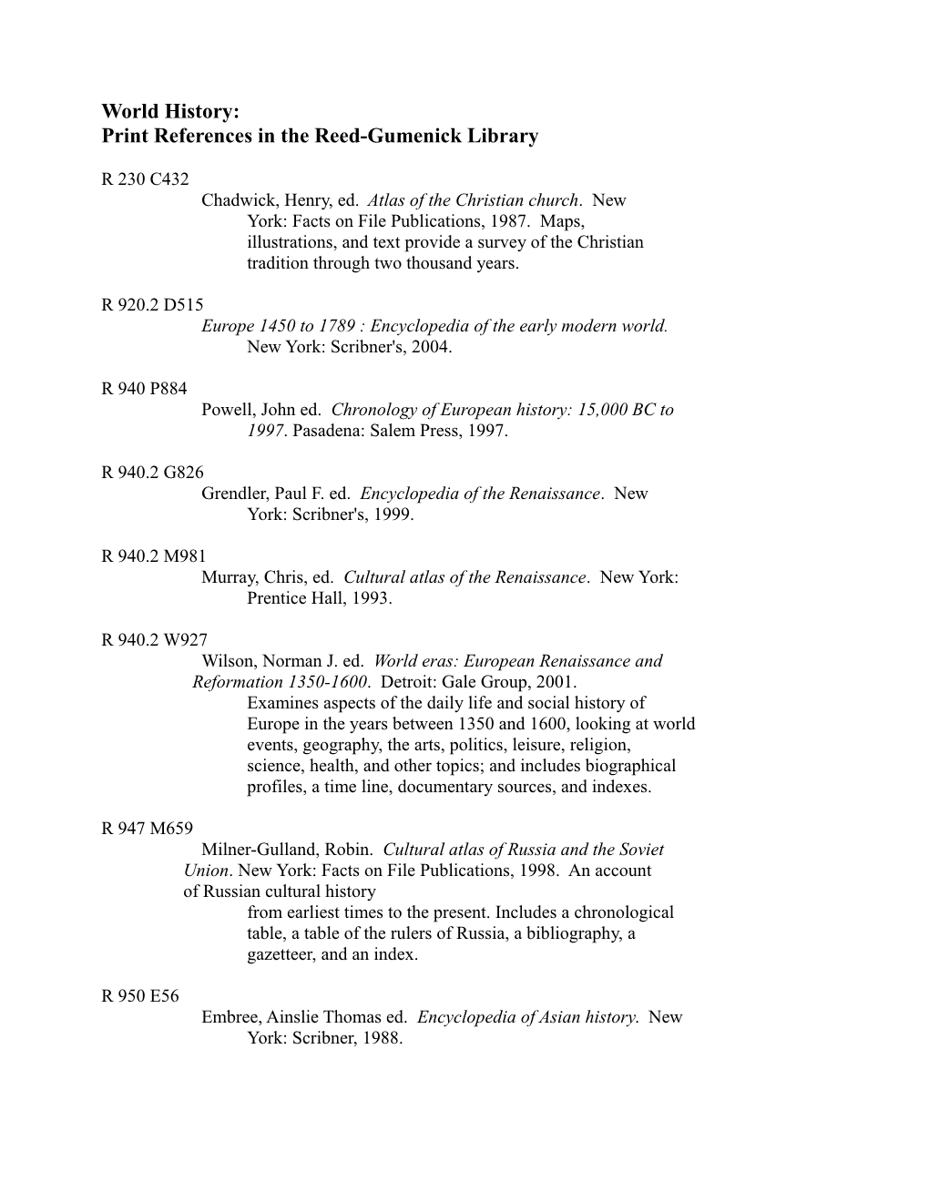 Print References in the Reed-Gumenick Library