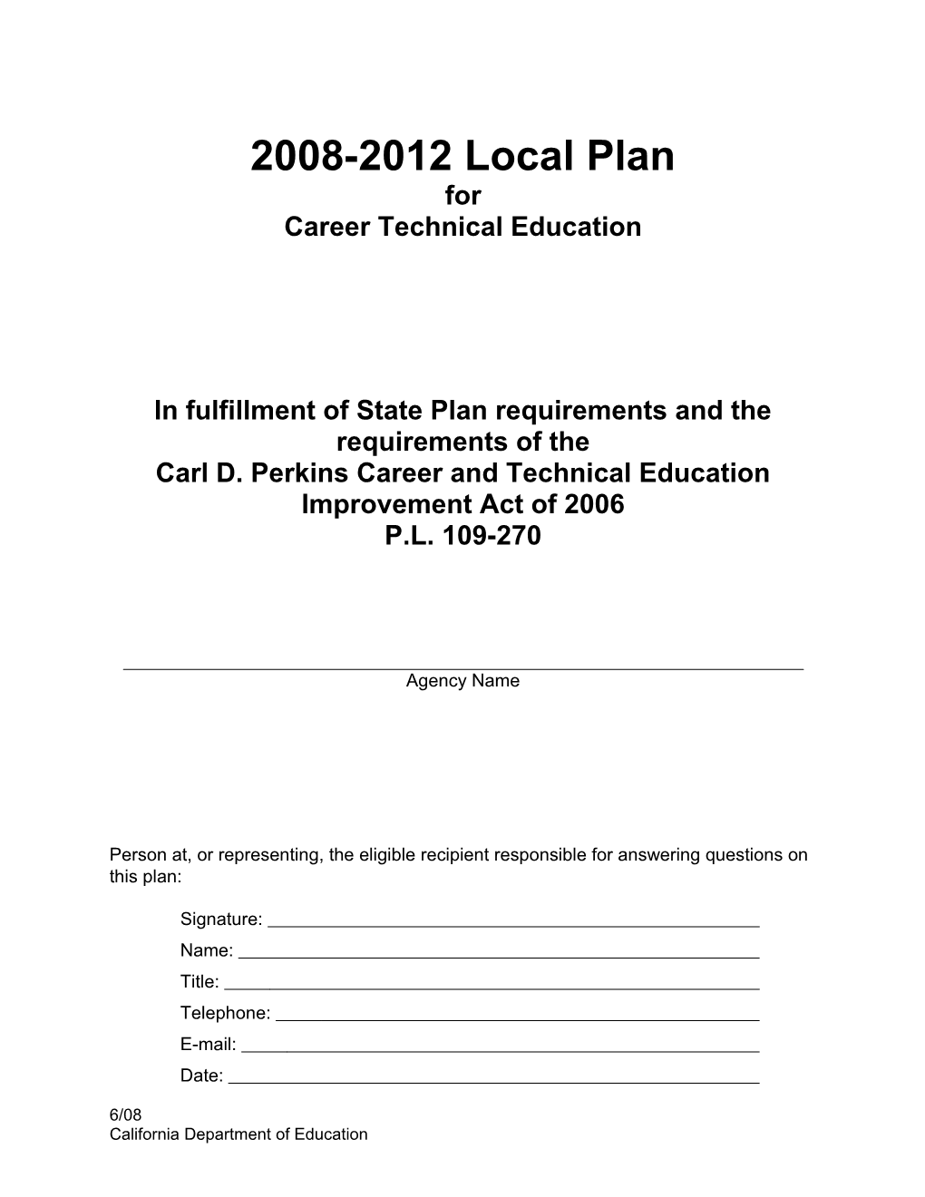 Local Plan Forms - Perkins (CA Dept Of Education)