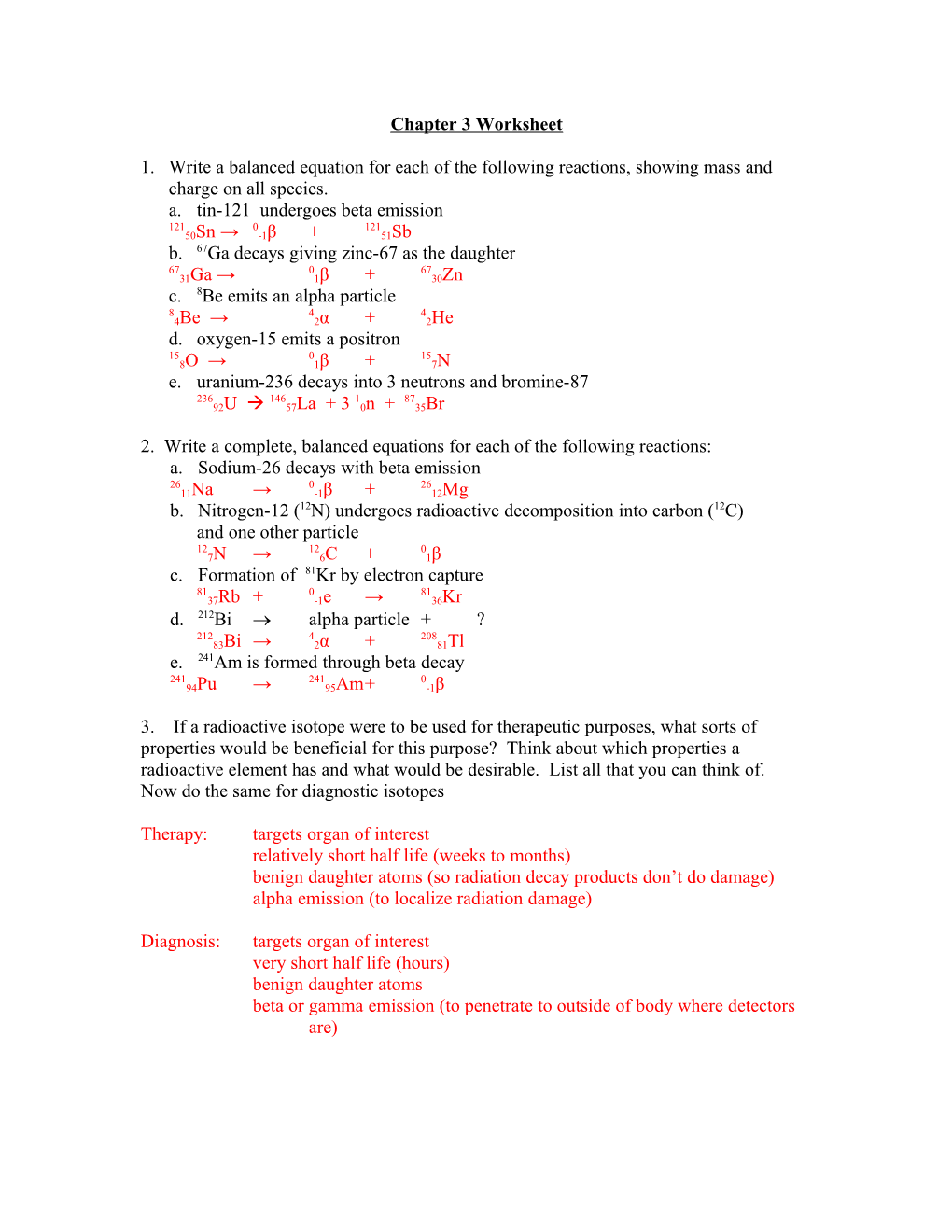 Chapter 3 Worksheet Answers