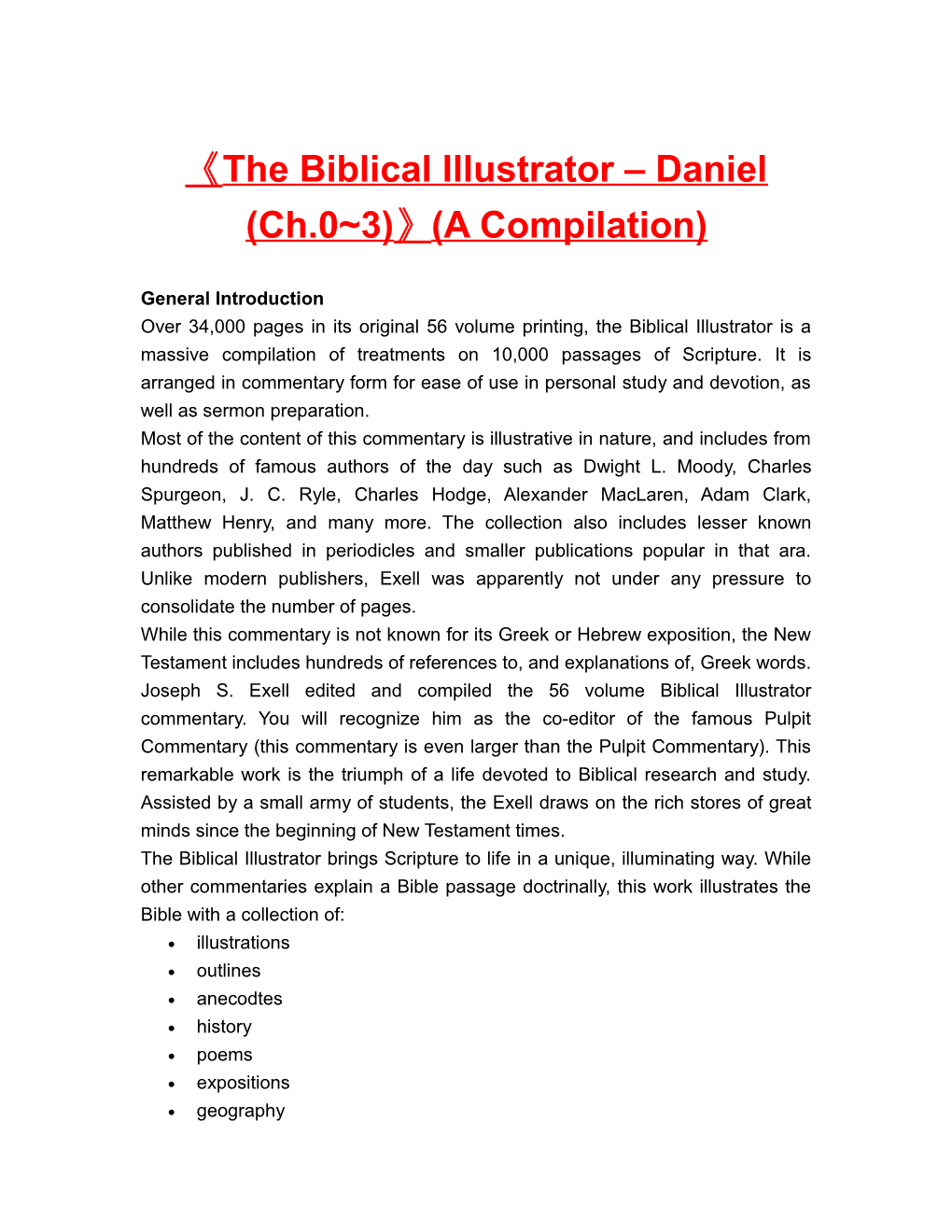 The Biblical Illustrator Daniel (Ch.0 3) (A Compilation)