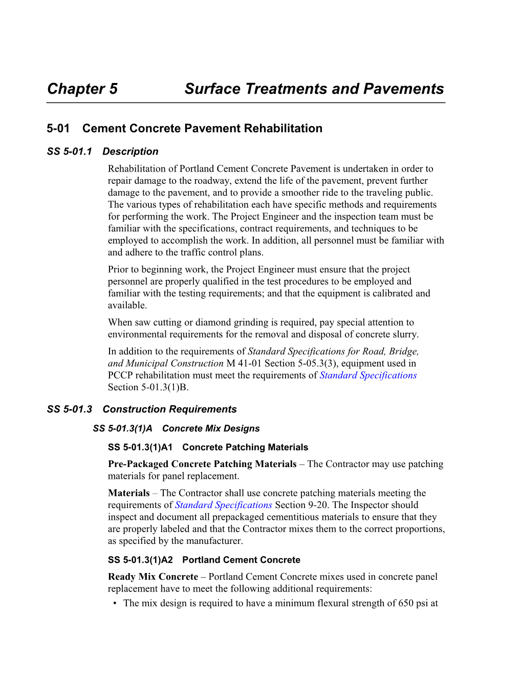 Construction Manual Chapter 5