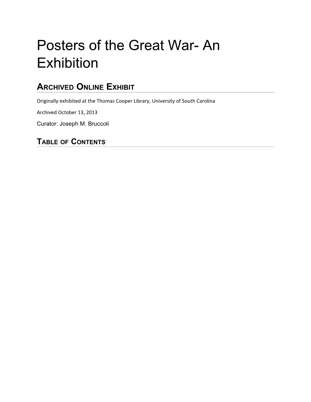 Posters of the Great War- an Exhibition