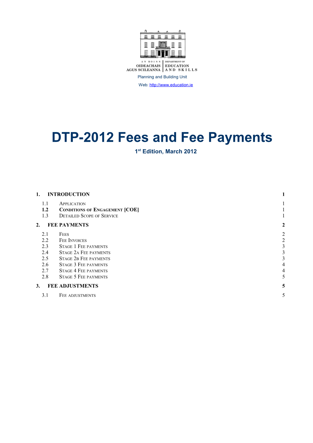 DTP-2012 Fees and Fee Payments 1St Edition March 2012
