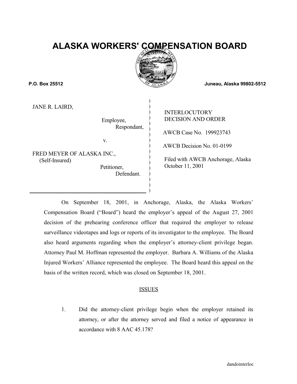 Alaska Workers' Compensation Board s30