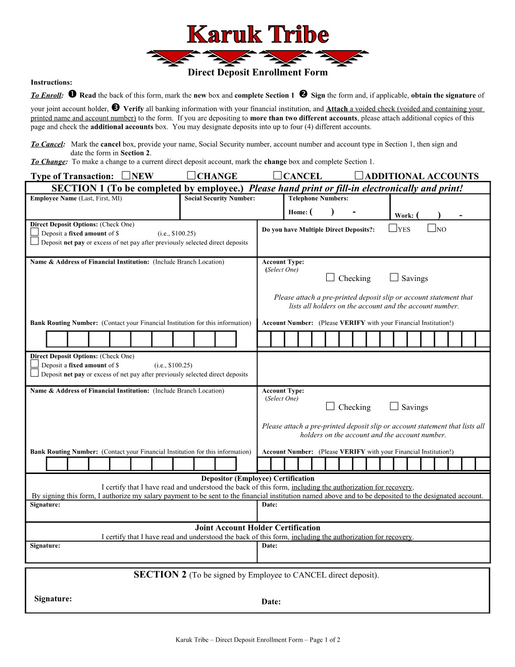 Pament Method - Direct Deposit of Salary (Word) s1