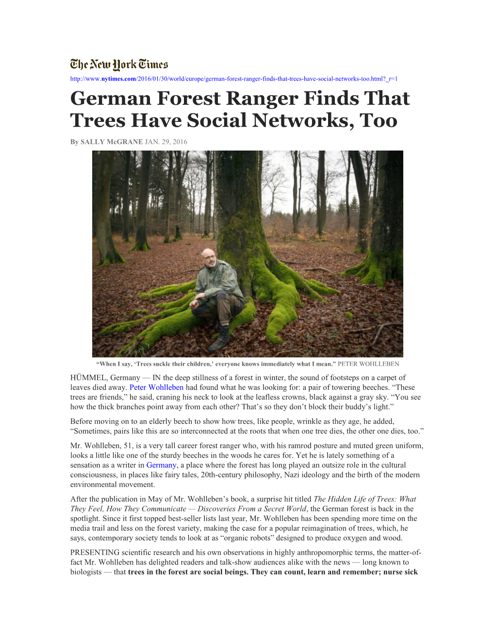 German Forest Ranger Finds That Trees Have Social Networks, Too